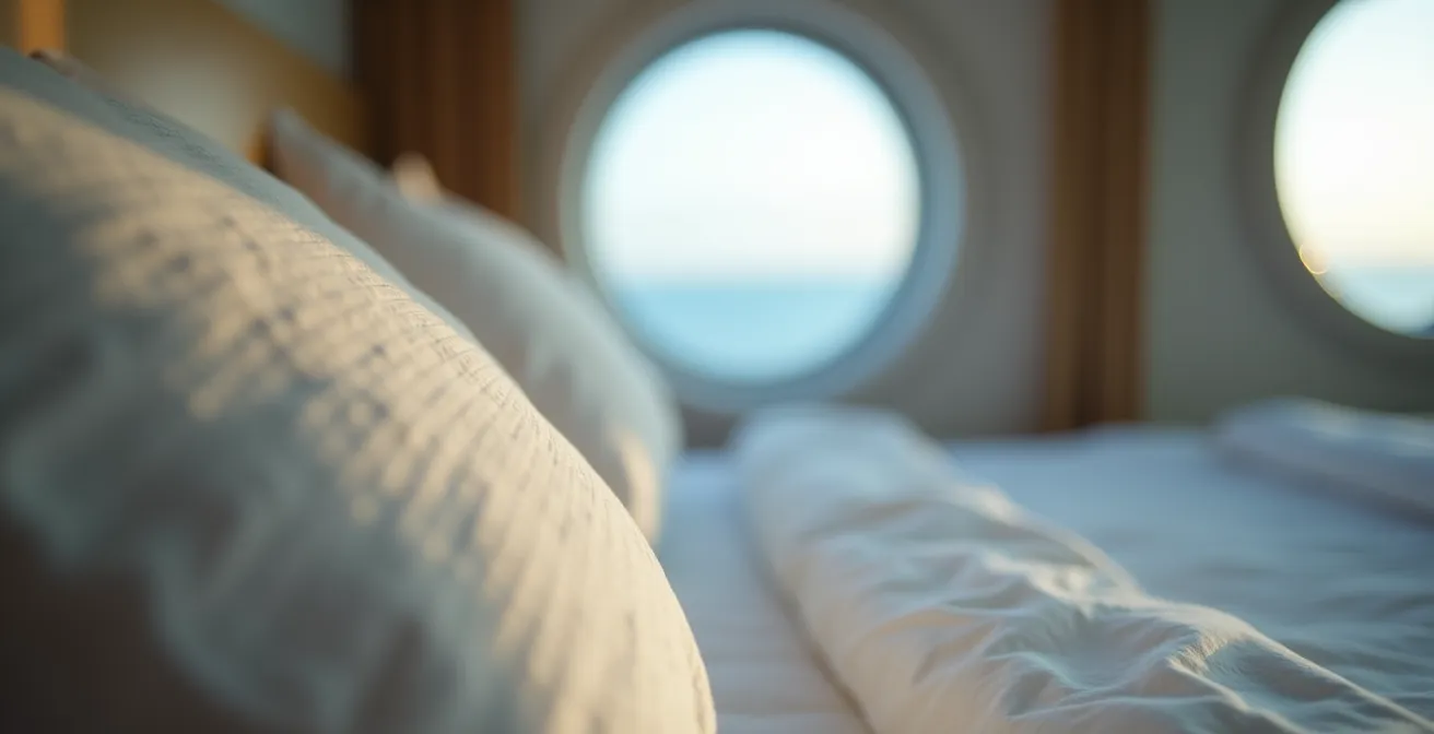 Cabine confortable de ferry avec vue sur la mer